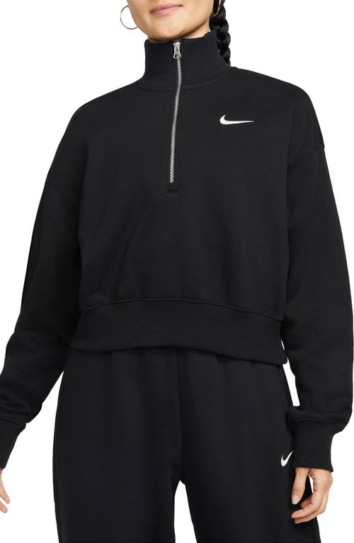 Shop Nike Sportswear Phoenix Fleece Crop Sweatshirt In Black/sail