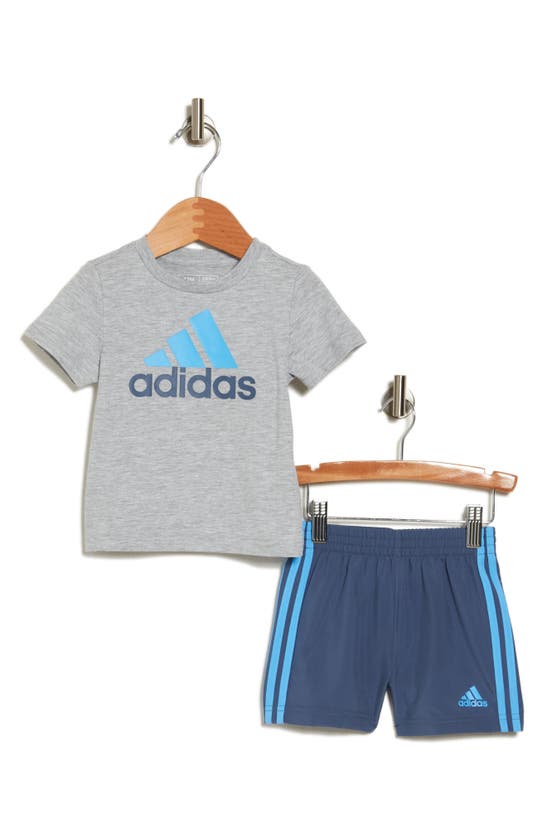 Shop Adidas Originals Adidas Graphic T-shirt & Shorts Set In Light Grey Heather