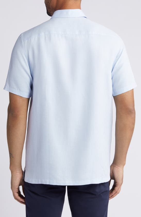Shop Ted Baker Regular Fit Solid Short Sleeve Button-up Shirt In Sky Blue