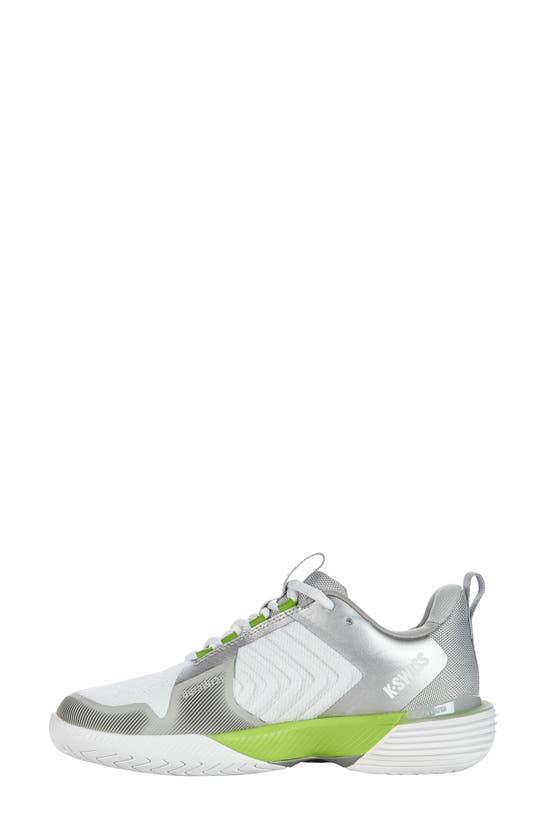 Shop K-swiss Ultrashot 3 Tennis Shoe In White/grey/silver/lime