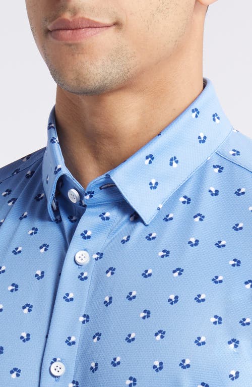 Shop Mizzen + Main Mizzen+main Halyard Floral Short Sleeve Performance Knit Button-up Shirt In Provence Floral