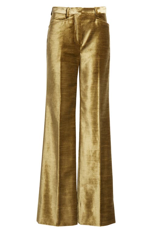 Shop Tom Ford Slubbed Velvet Bootcut Pants In Fg226 Green Moss