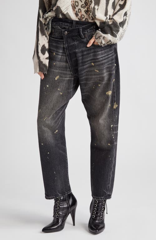 R13 Crossover Paint Splatter Jeans Eton Black Selvedge at Nordstrom,