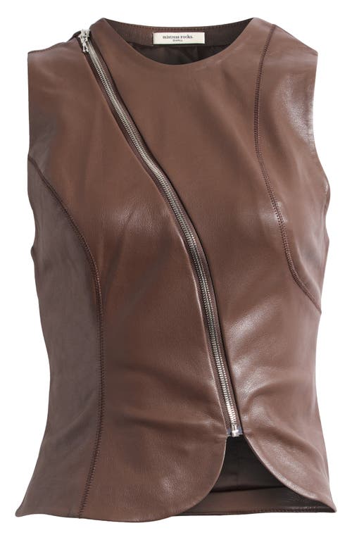Shop Mistress Rocks Zip Front Faux Leather Top In Earth