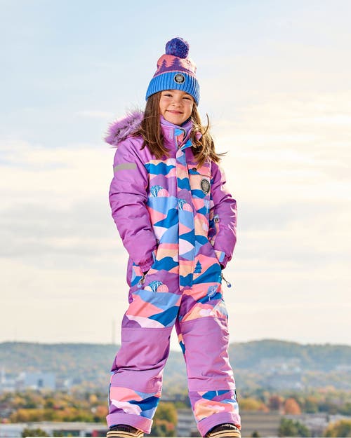 Shop Deux Par Deux Girl's One Piece Snowsuit Mauve Printed Landscape