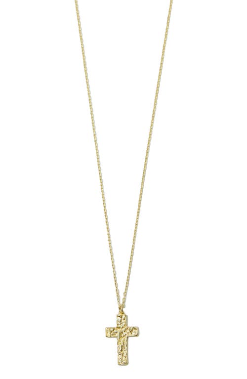 Argento Vivo Sterling Silver Molten Cross Pendant Necklace in Gold
