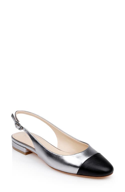 Shop Dee Ocleppo Mumbai Slingback Cap Toe Flat In Silver/black