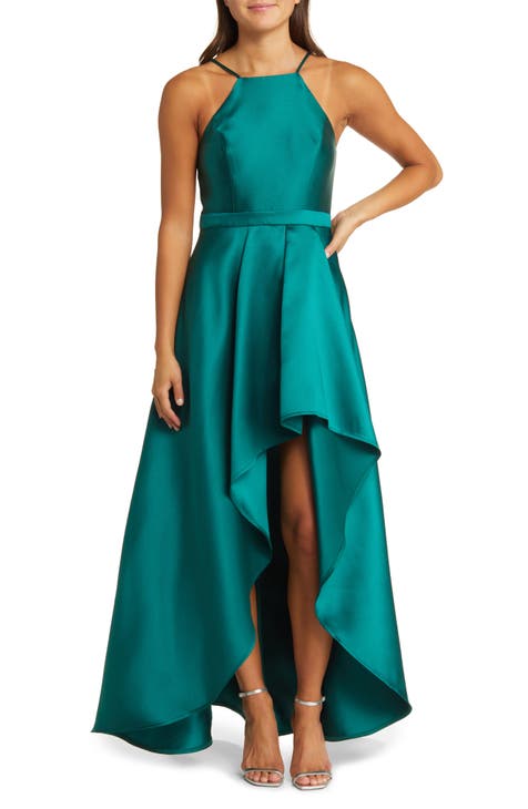 Broadway Show Satin High-Low Gown