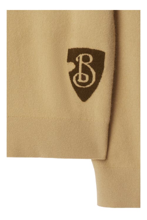 Shop Burberry B Shield Wool Blend Sweater In Sand