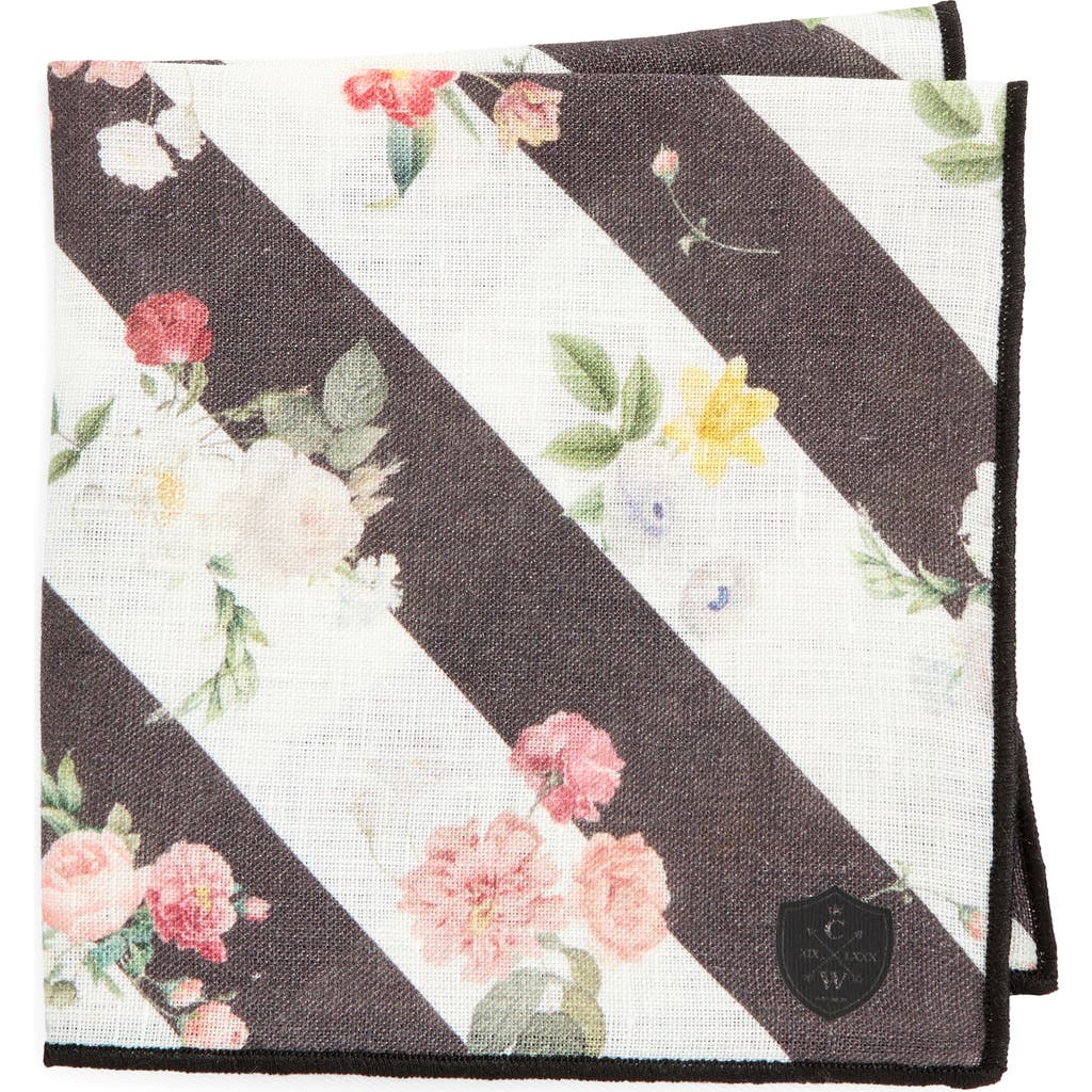 Clifton Wilson Print Linen Pocket Square In Black