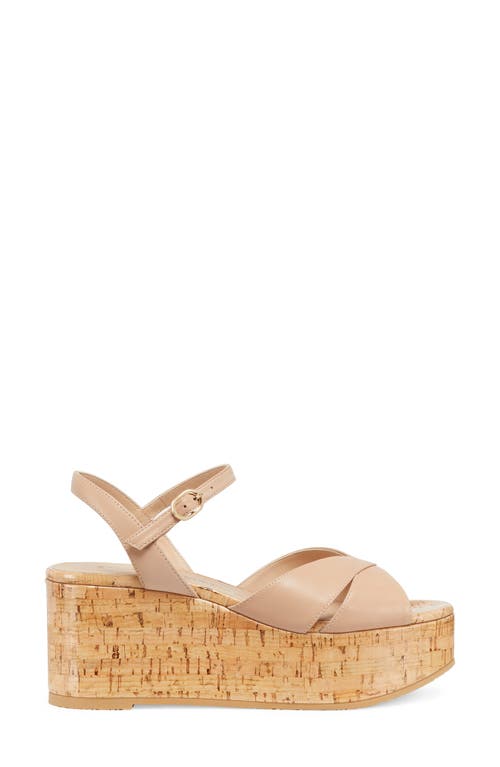 Stuart Weitzman Carmen Midi Wedge Sandal In Adobe