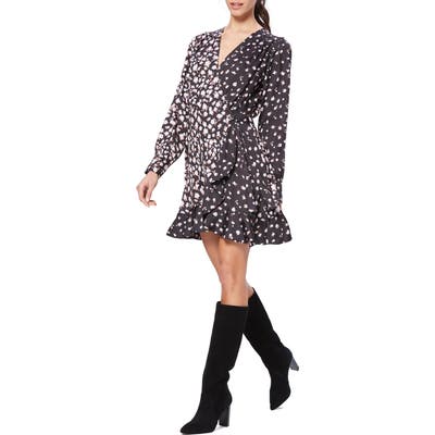 Paige Carrie Ann Floral Long Sleeve Wrap Dress, Black