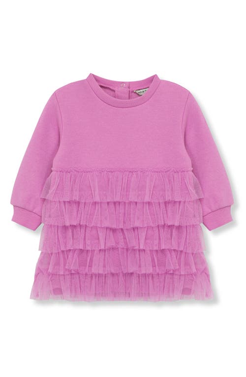 Habitual Kids Ruffle Long Sleeve Cotton Blend Sweatshirt Dress in Purple 