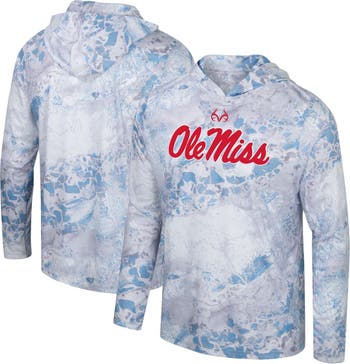 COLOSSEUM Men's Colosseum x Realtree Powder Blue/Silver Ole Miss Rebels  WAV3 Hoodie Long Sleeve T-Shirt