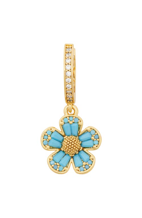 Shop Kate Spade New York Fleurette Cubic Zirconia Huggie Drop Earrings In Blue/gold