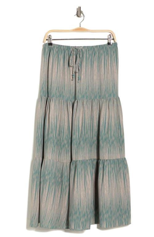 Shop Adrianna Papell Tiered Drawstring Maxi Skirt In Pebble/aqua Vertical
