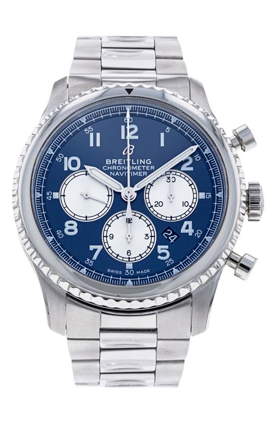 Shop Watchfinder & Co. Breitling  Navitimer 8 Chronograph Bracelet Watch, 43mm In Silver / Blue