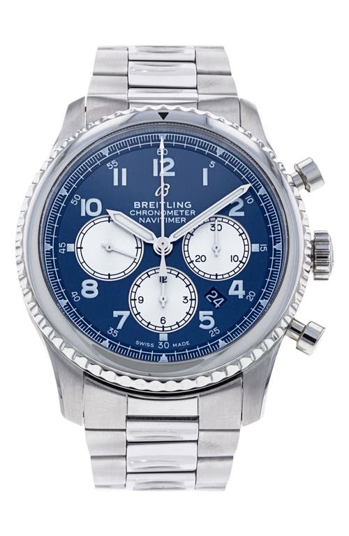 Shop Watchfinder & Co. Breitling  Navitimer 8 Chronograph Bracelet Watch, 43mm In Silver/blue