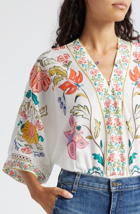 Shop Farm Rio Floral Print Bodysuit In Off-white