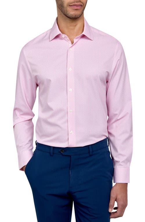 Wrk W.r.k Slim Fit Flower Geo Print Recycled Performance Stretch Dress Shirt In White/pink