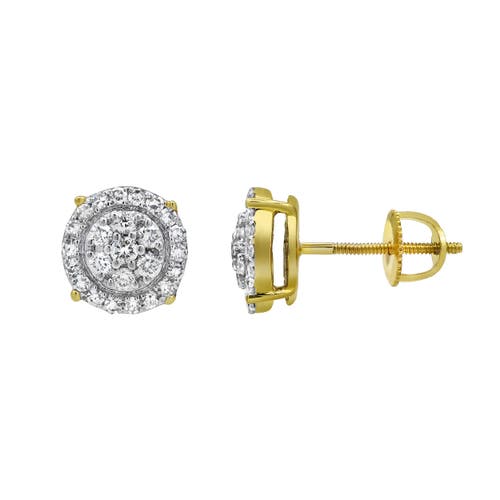 Shop Luvmyjewelry Radiant Helios 14k Yellow Gold Diamond Stud Earrings