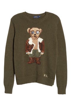 Polo Ralph Lauren Aviator Bear Cotton Sweater | Nordstrom