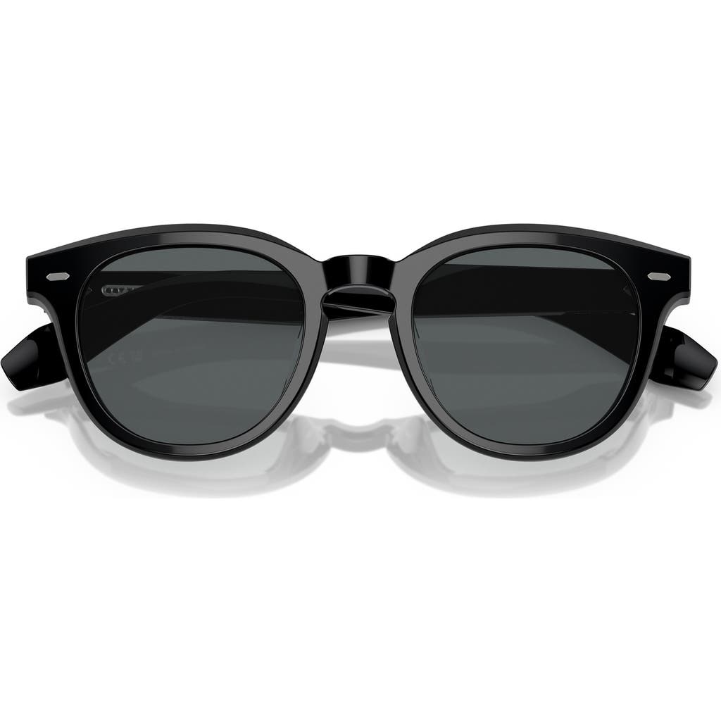 Oliver Peoples N.05 48mm Polarized Small Round Sunglasses In Black