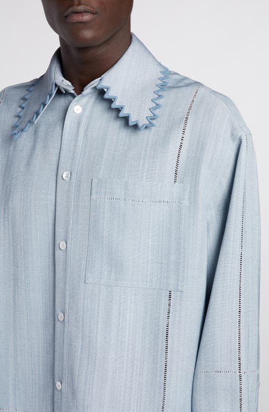 Shop Bottega Veneta Oversize Button-up Shirt In River/ Cloud