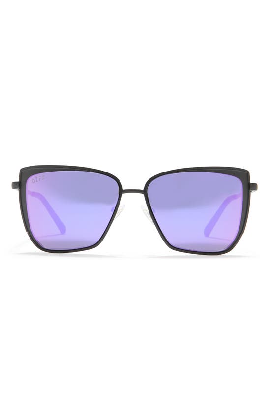 Diff 58mm Square Sunglasses In Matte Black / Purple