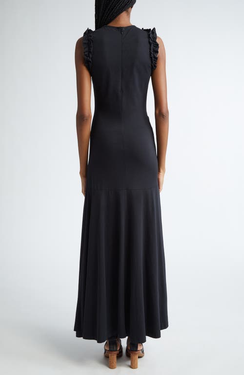 Shop Ulla Johnson Bendetta Ruffle Sleeveless Maxi Dress In Noir