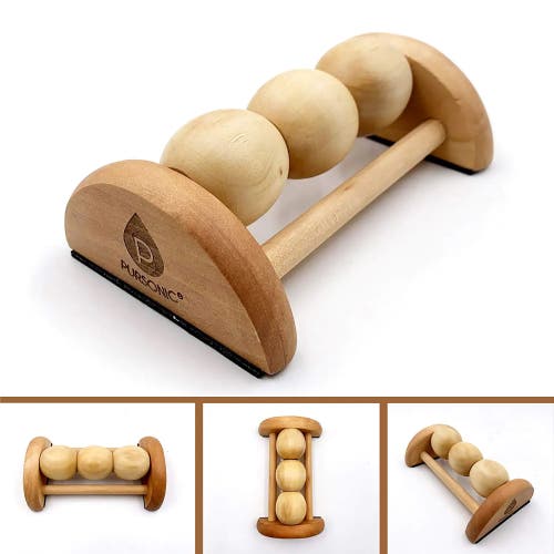 Pursonic All Natural Wooden Foot Massager Roller In Beige