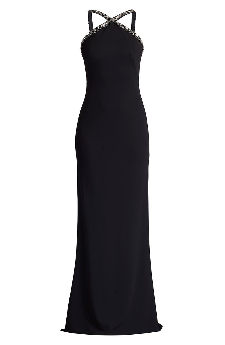 SHO by Tadashi Shoji Crystal Embellished Halter Gown | Nordstrom