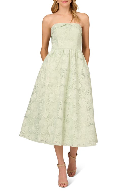 Aidan Mattox by Adrianna Papell Floral Embroidered Strapless Organza Ballgown Mint at Nordstrom,