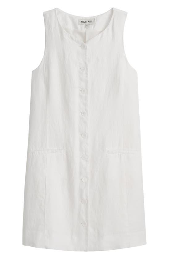 Shop Alex Mill Anna Sleeveless Button Front Linen Minidress In Off White