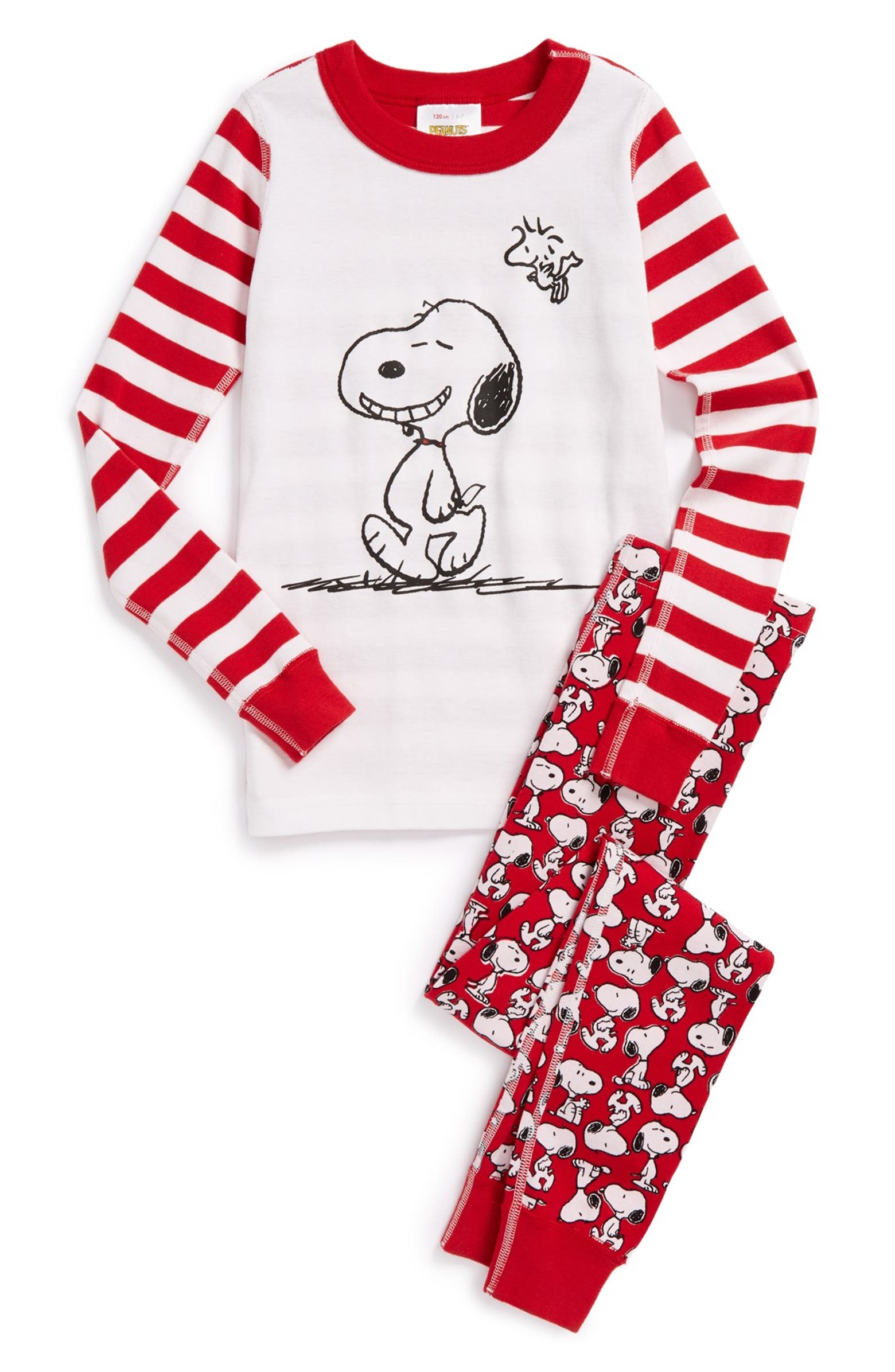 Garfield youth 2 piece pajamas i think not Hanna Andersson 'Peanuts® - Snoopy' Organic Cotton Two-Piece Fitted
