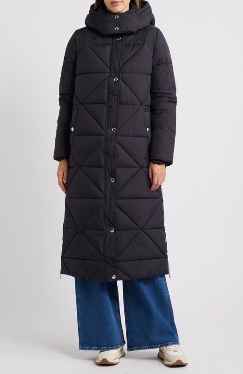 Sam Edelman Quilted Puffer Coat with Removable Hood in Navy Blue 