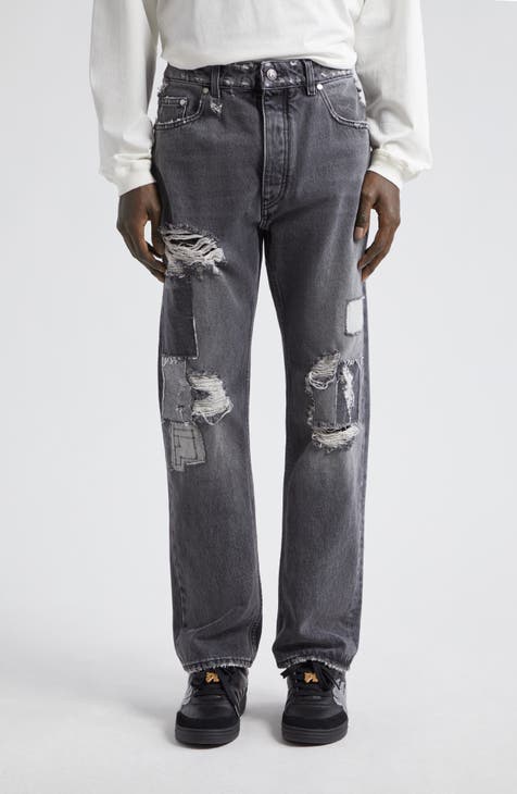 Palm Angels logo-patch straight leg jeans - White