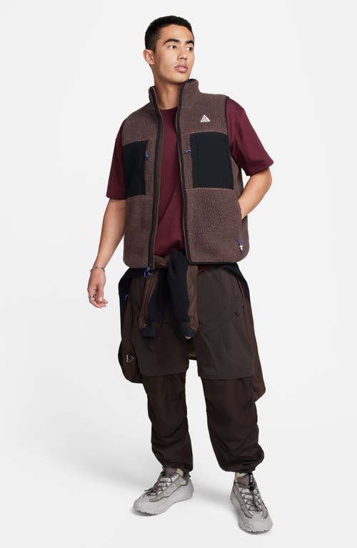 Shop Nike Acg Arctic Wolf High Pile Fleece Vest In Baroque Brown/black