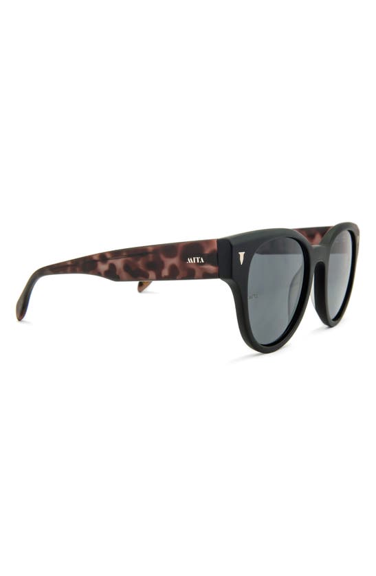 Shop Mita Sustainable Eyewear Brickell 50mm Round Sunglasses In Matte Black / Smoke
