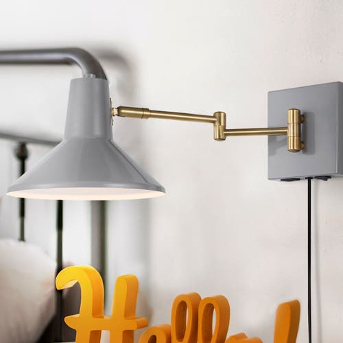 Jonathan Y Hygge 16in Usb Charging Port Led Sconce In Gray