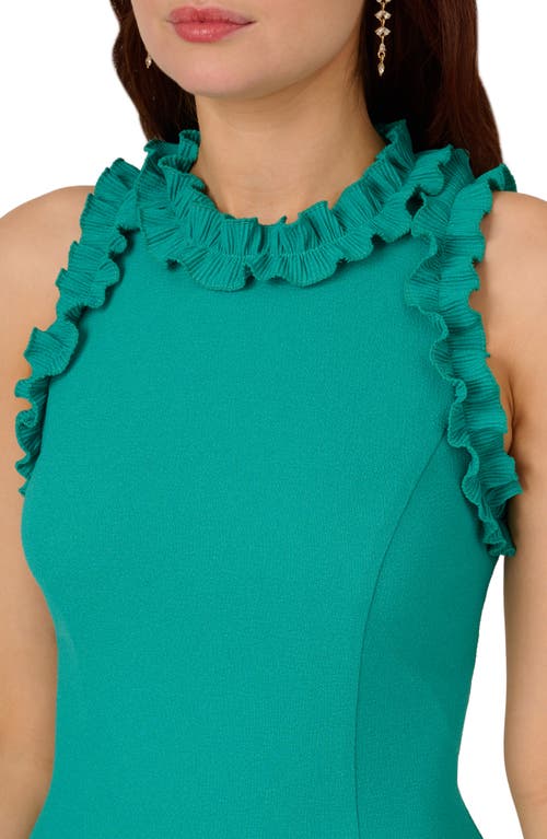 Shop Adrianna Papell Ruffle Sleeveless Crepe Fit & Flare Dress In Exotic Jade