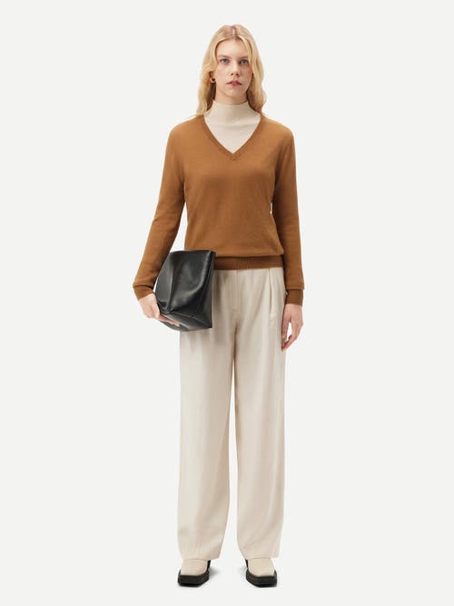 Shop Gobi Cashmere V-neck Sweater In Almond