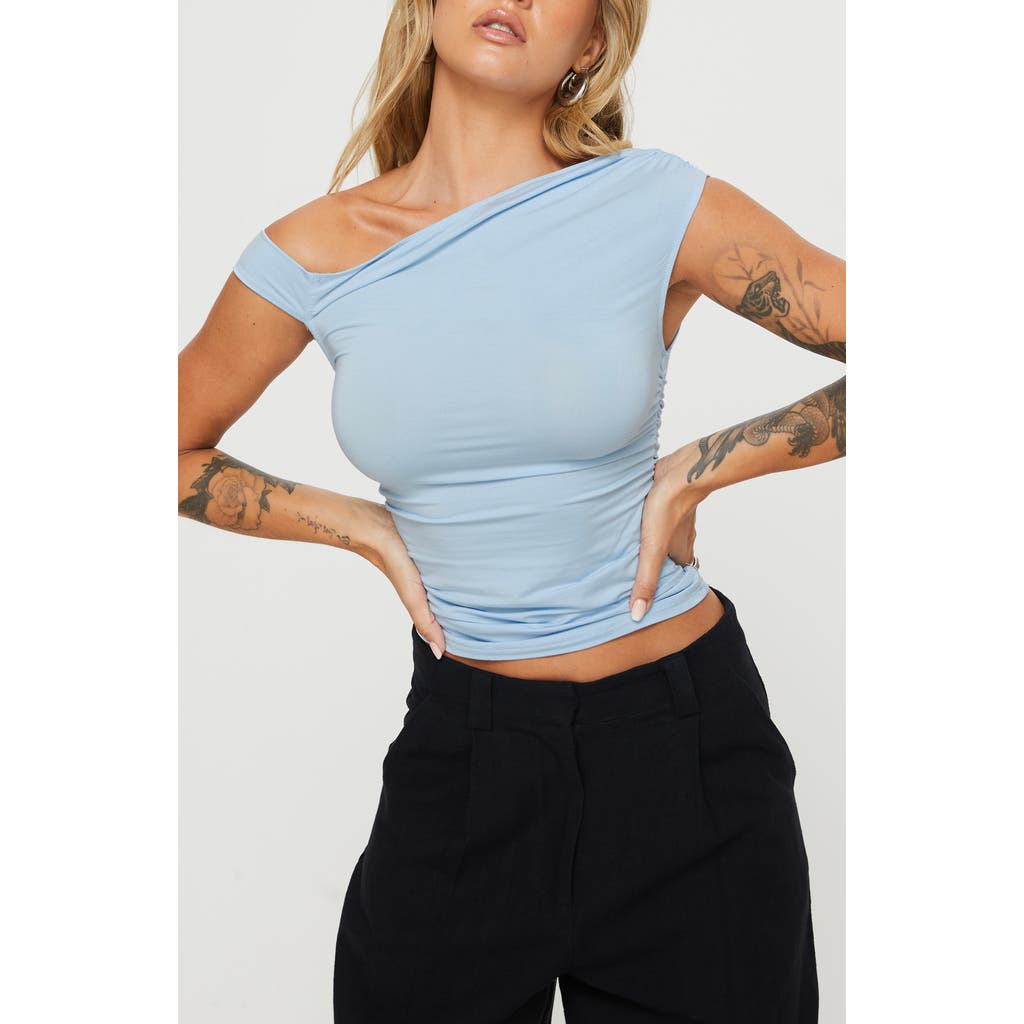 Shop Princess Polly Beller One-shoulder Crop Top In Blue