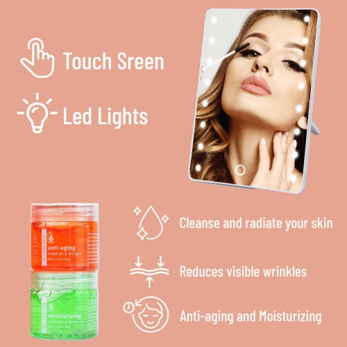 Pursonic Touchscreen Led Vanity Mirror And Luxurious Gel & Mud Face Mask Set In Multicolor