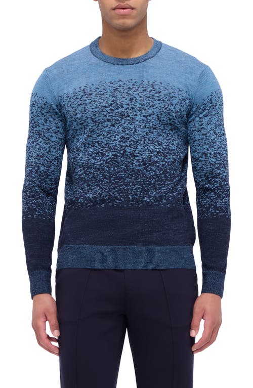 Shop Bugatchi Pattern Crewneck Merino Wool Sweater In Air Blue