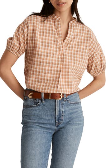 Tunic Shirt - White on White Check Women's Popover Blouse by