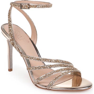 Jewel Badgley Mischka Desiree Glitter Sandal- Metallic