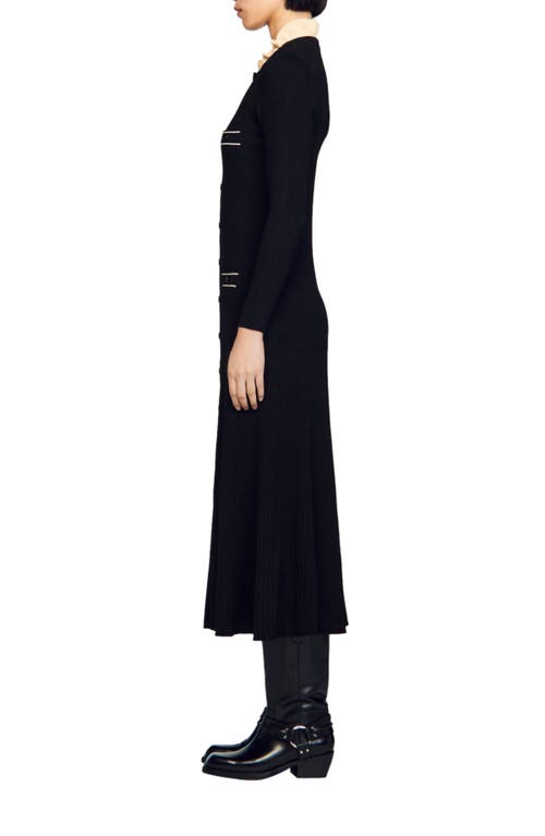 Shop Sandro Knit Maxi Dress In Black