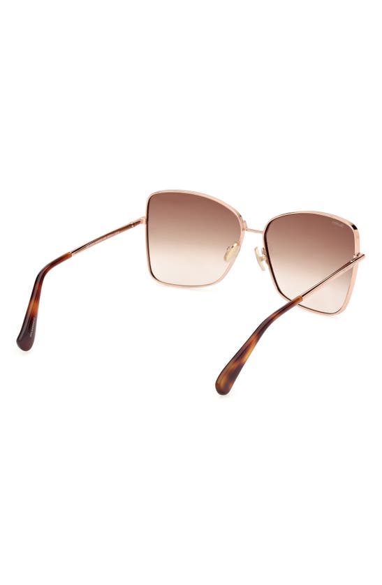 Max Mara 61mm Geometric Sunglasses In Shiny Rose Gold / Brown
