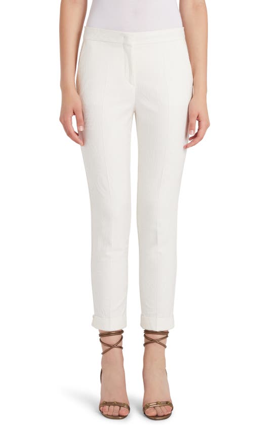 Etro Straight-leg Jacquard Paisley Pants In White